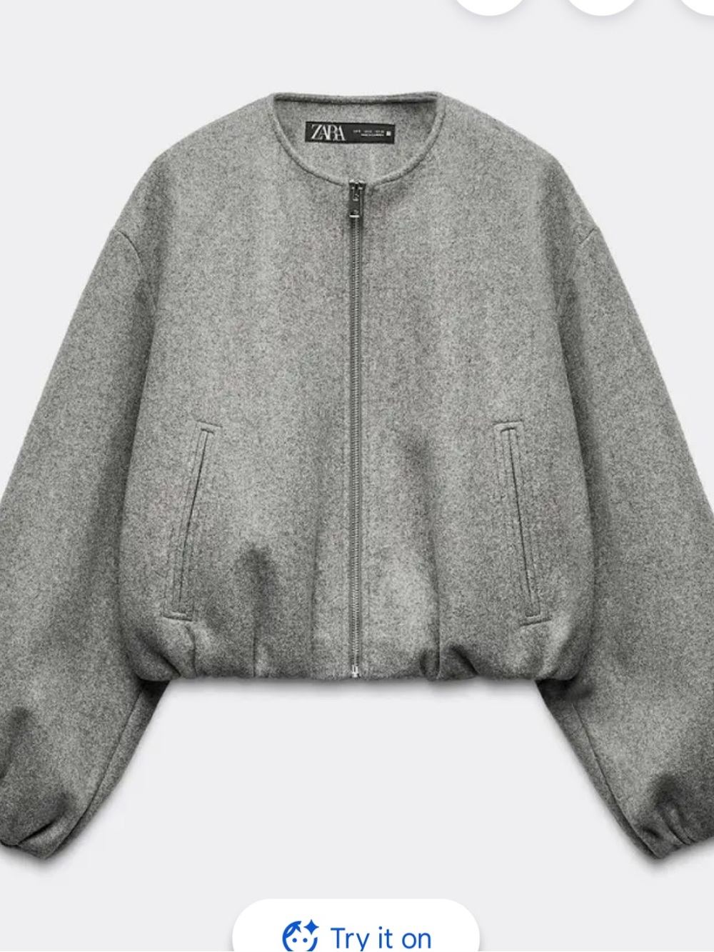 Zara Grey Soft Bomber Jacket